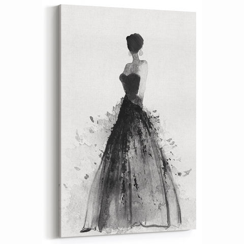 Modern Figurative Abstract Art - Elegant Black Dress