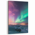 Pastoral Wall Art - Northern Lights Over Snowy Countryside Scene