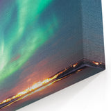 Pastoral Wall Art - Northern Lights Over Snowy Countryside Scene