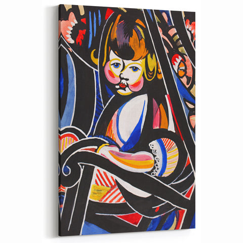 Modern Wall Art: Child in Rocker - Vibrant Abstract Portrait Print
