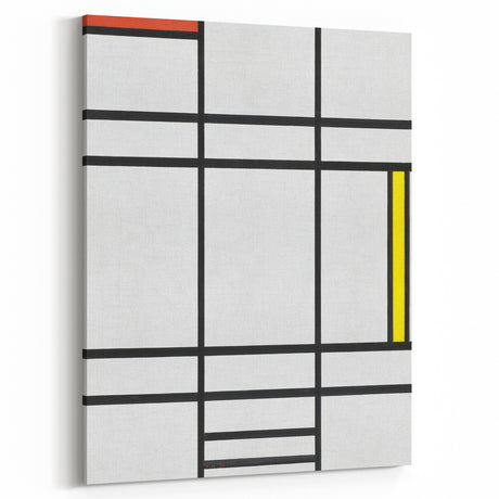 Modern Wall Art: Composition in White, Red, Yellow - Abstract Minimalist