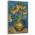 Vincent van Gogh Wall Art - Golden Flowers on Blue Canvas