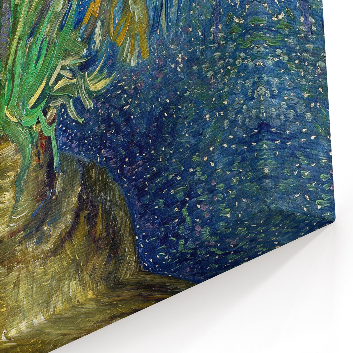 Vincent van Gogh Wall Art - Golden Flowers on Blue Canvas