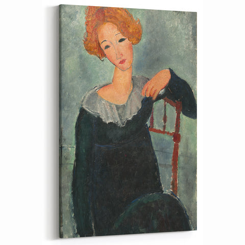 Modern Wall Art: Woman with Red Hair - Elegant Abstract Portrait