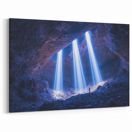 Cave Photography Prints - Ethereal Light Beams in Underground Cavern
