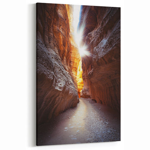 Scenic Cave Art Prints - Sunlit Canyon Path Wall Art