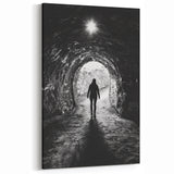 Cave Wall Art - Black and White Tunnel Silhouette Photography
