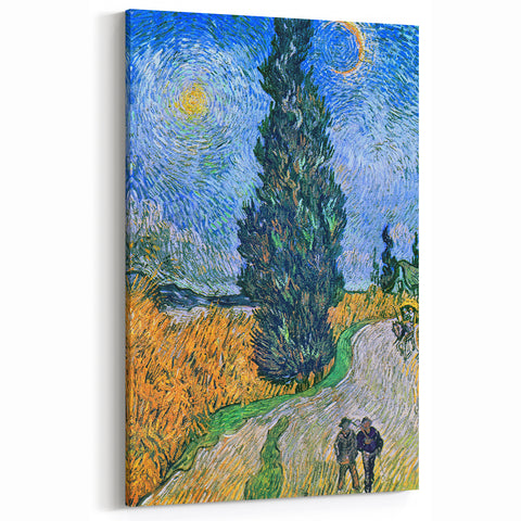 Starry Night Wall Art - Cypress Tree and Starry Sky