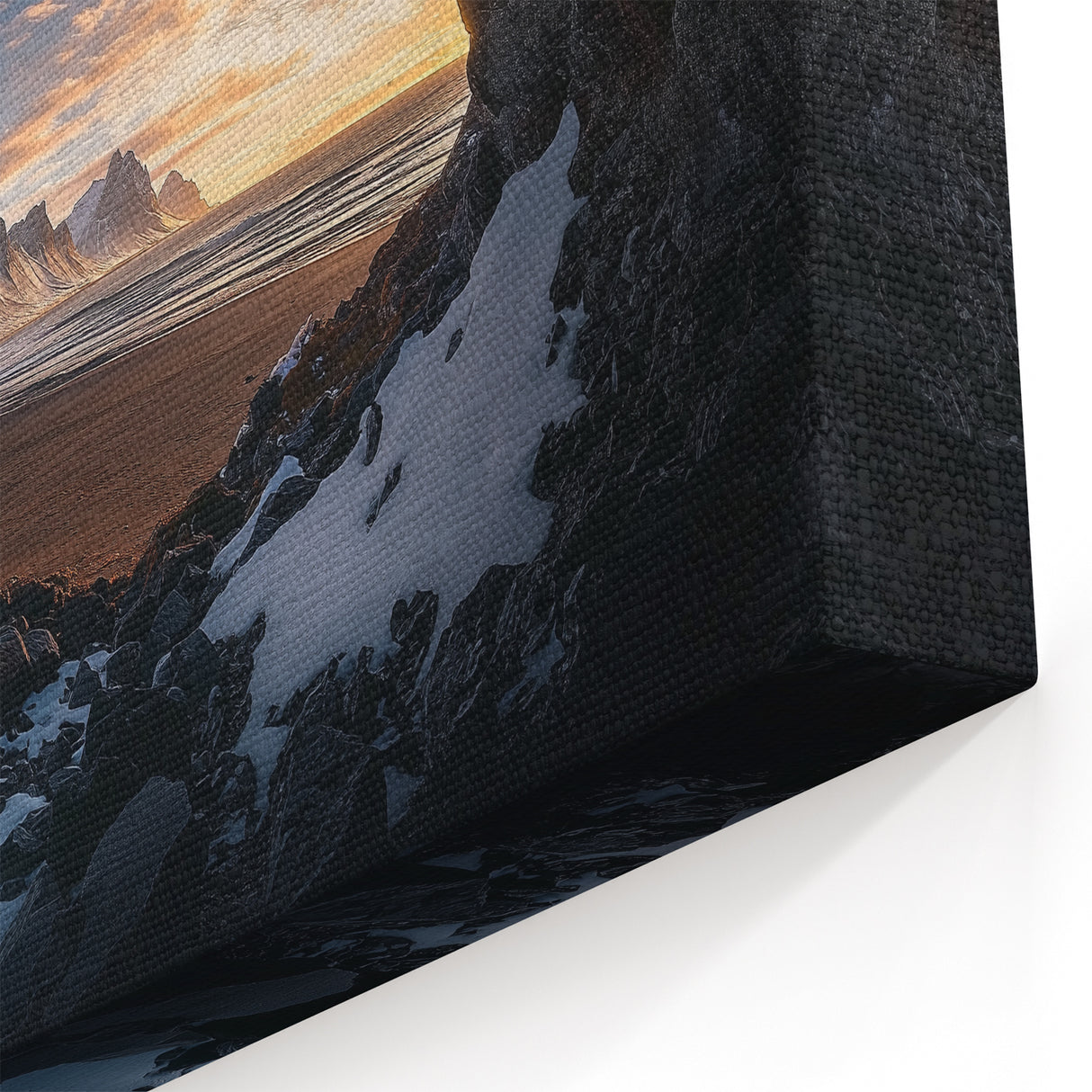 Scenic Cave Art Prints - Mountain Sunrise Framed by Coastal Cave