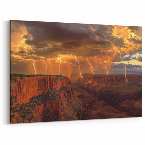 Scenic Lightning Over Canyon Wall Art - Captivating Canyon Canvas Prints