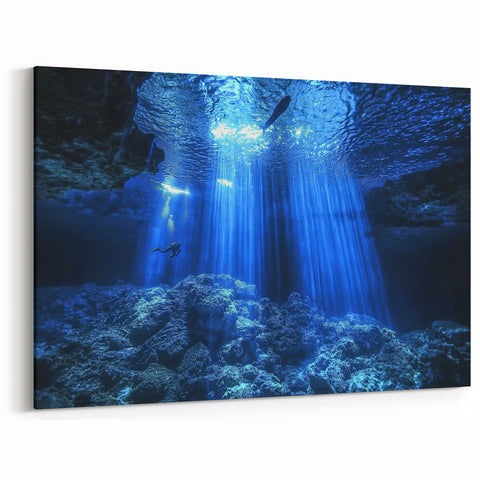 Underwater Cave Wall Art - Scenic Blue Water Photography Prints