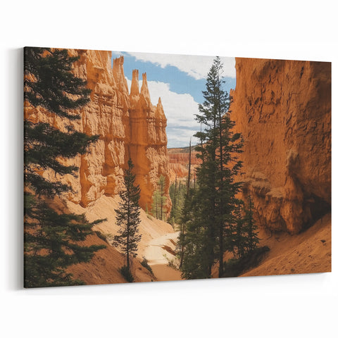 Golden Hoodoos Canyon Pathway - Majestic Nature Landscape Wall Art