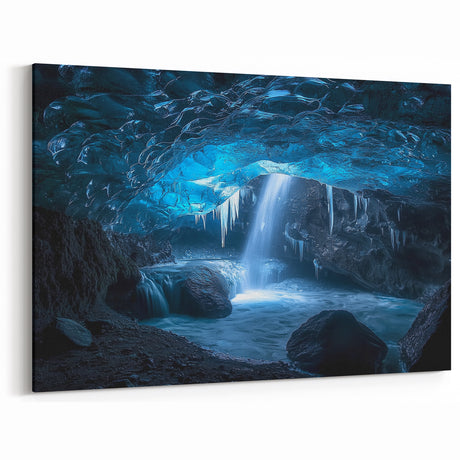 Aurora Cave Wall Art - Scenic Waterfall and Northern Lights Prints