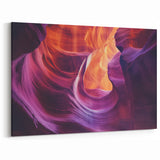 Vivid Canyon Waves in Purple and Gold - Abstract Desert Wall Art