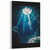 Underwater Cave Wall Art - Scenic Divers and Light Rays Photography