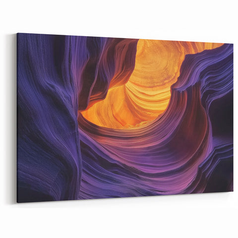 Vibrant Purple and Gold Canyon - Abstract Desert Wall Art