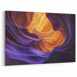 Golden Glow and Purple Waves - Abstract Canyon Wall Art