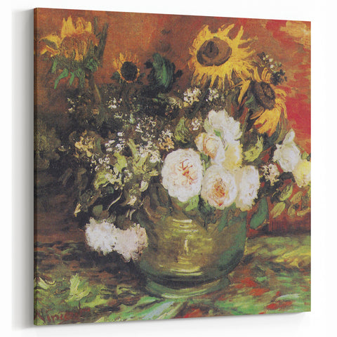 Van Gogh Canvas Prints - Sunflowers and Roses Still Life Art