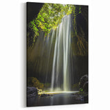 Hidden Waterfall Oasis - Scenic Cave Wall Art for Tranquil Spaces
