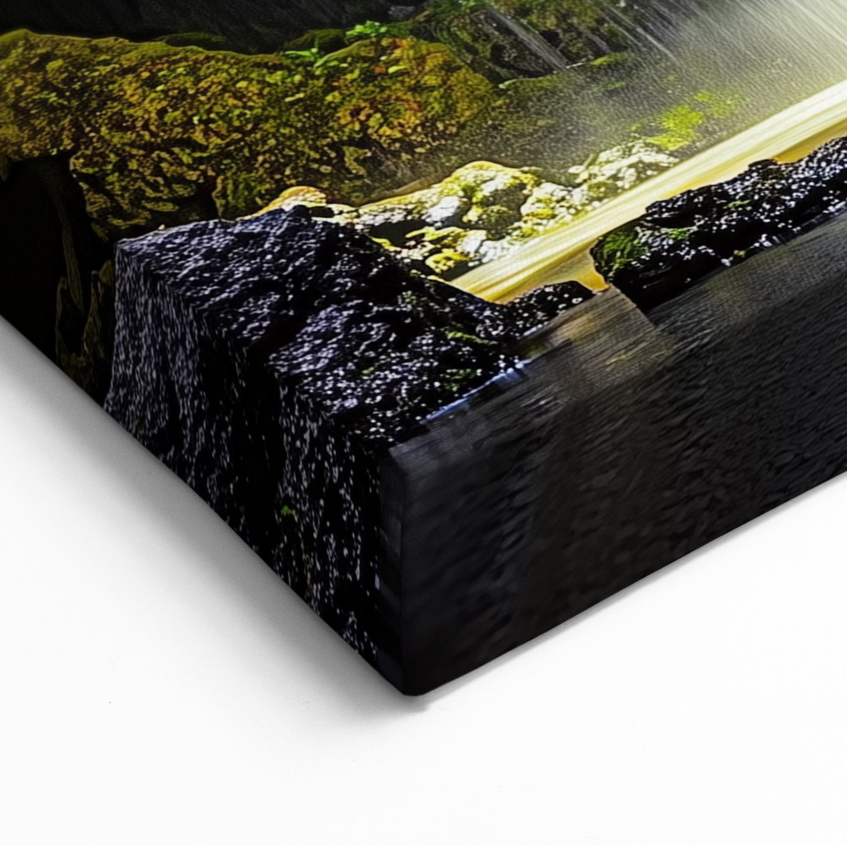 Hidden Waterfall Oasis - Scenic Cave Wall Art for Tranquil Spaces