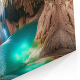 Hidden Waterfall Pool - Scenic Cave Wall Art for Tranquil Interiors