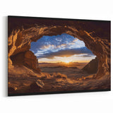 Golden Desert Sunrise - Scenic Cave Wall Art for Tranquil Interiors