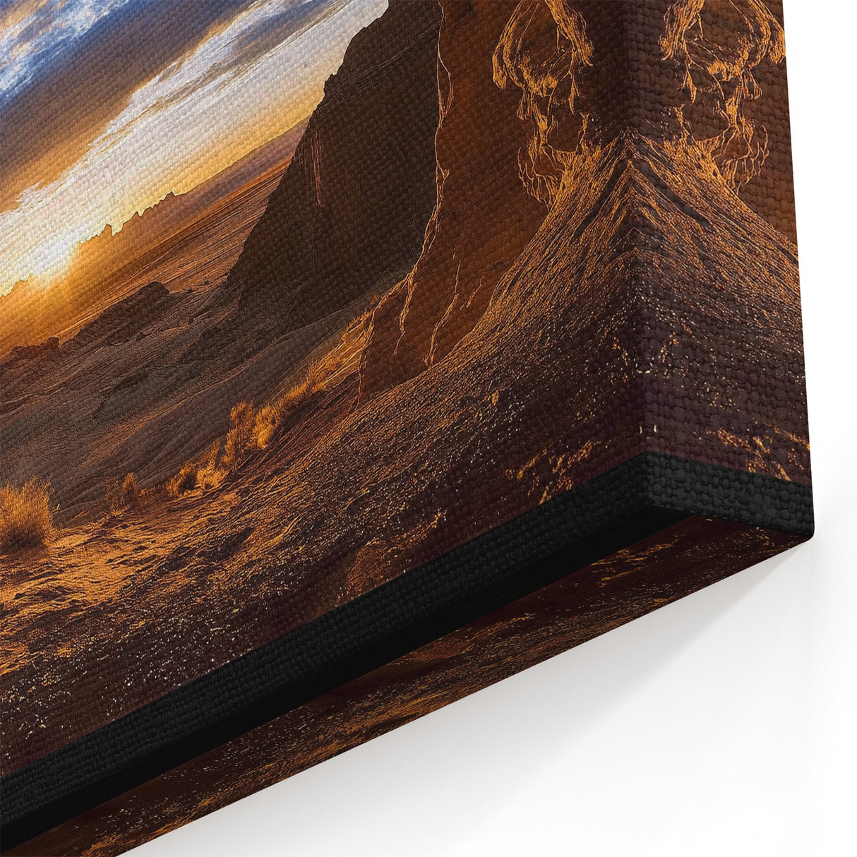 Golden Desert Sunrise - Scenic Cave Wall Art for Tranquil Interiors
