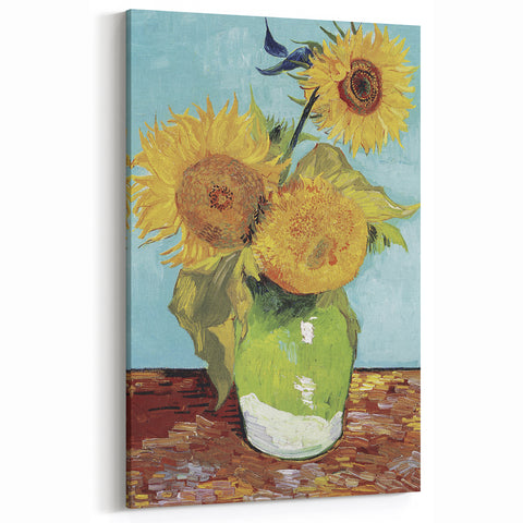 Famous Van Gogh Paintings - Sunflowers in a Green Vase Canvas Art
