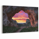 Landscape Cave Art Prints - Vibrant Sunset View Through Rock Arch