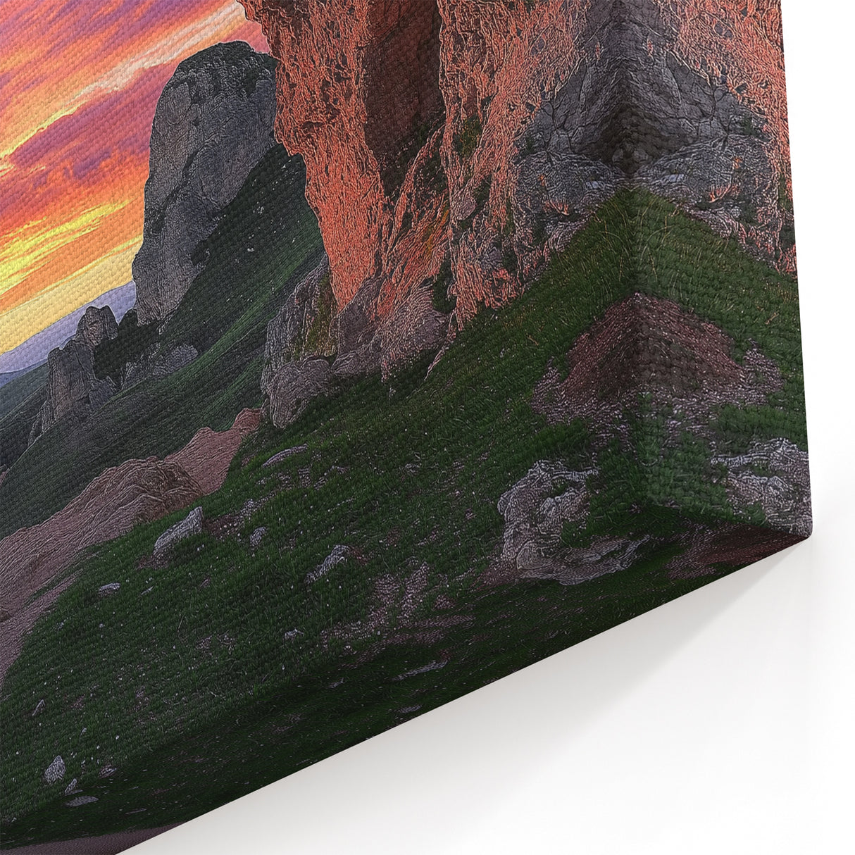 Landscape Cave Art Prints - Vibrant Sunset View Through Rock Arch