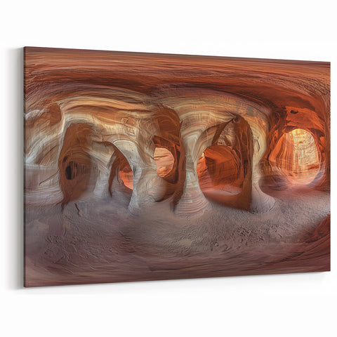 Natural Cave Pictures - Panoramic Red Rock Cave Wall Art Print