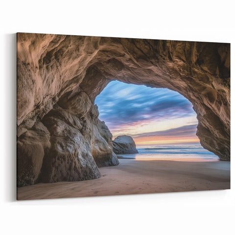 Scenic Cave Art - Serene Coastal Sunset Wall Art Print