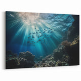Scenic Underwater Art - Vibrant Coral Reef and Sunlit Ocean Print