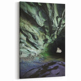 Natural Cave Pictures - Majestic Cave Waterfall with Greenery Print