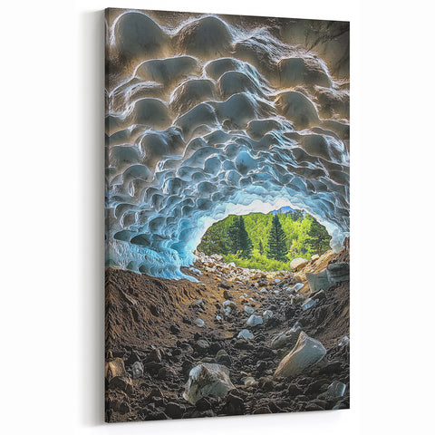 Cave Wall Art - Mystical Cave with Glowing Crystal Formations