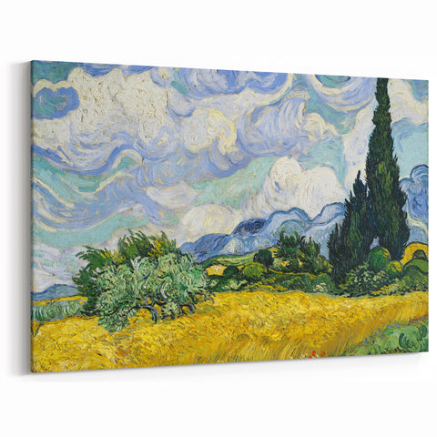 Starry Night Wall Art - Wheat Field with Cypresses Canvas Print