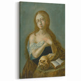 Antique Art Print of Woman with Skull for Decor