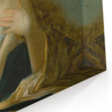 Antique Art Print of Woman with Skull for Decor