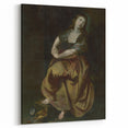 Antique Art Print Featuring Reflective Female Figure