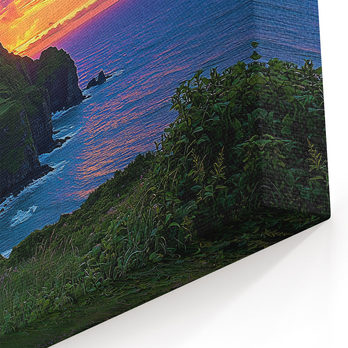 Vivid Sunset Cliffs Wall Art - Scenic Coastal Landscape Art Prints