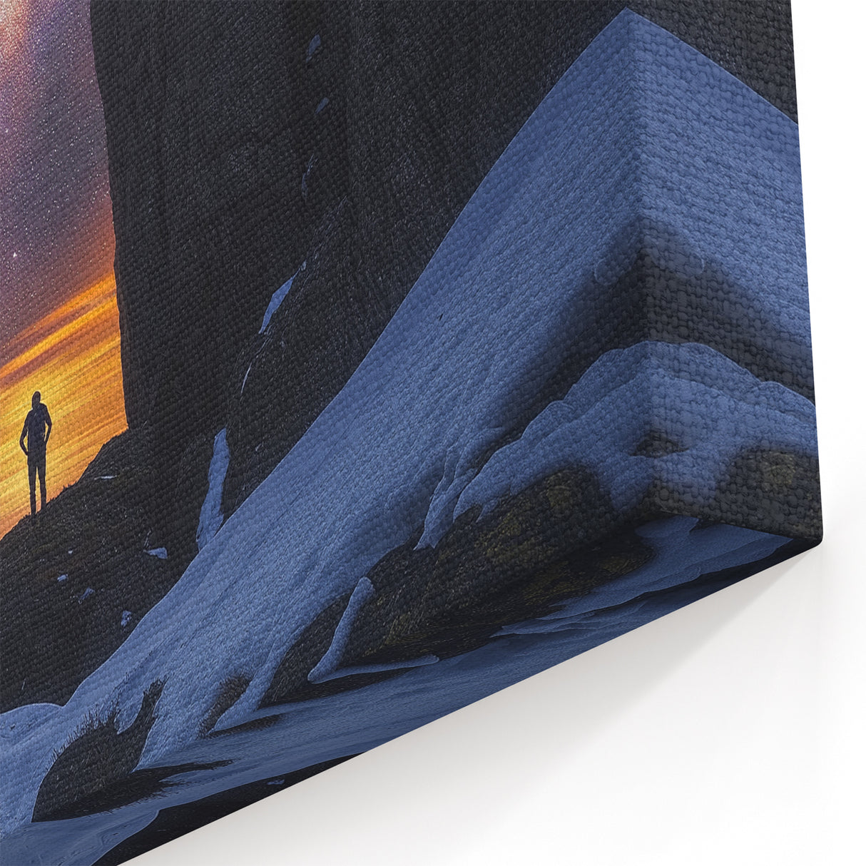 Starry Night Cliffs Wall Art - Celestial Landscape with Snowy Peaks