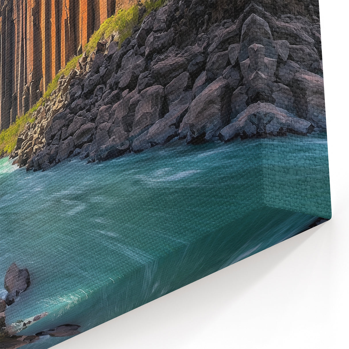 Towering Canyon Cliffs Wall Art - Scenic River Landscape Canvas Print