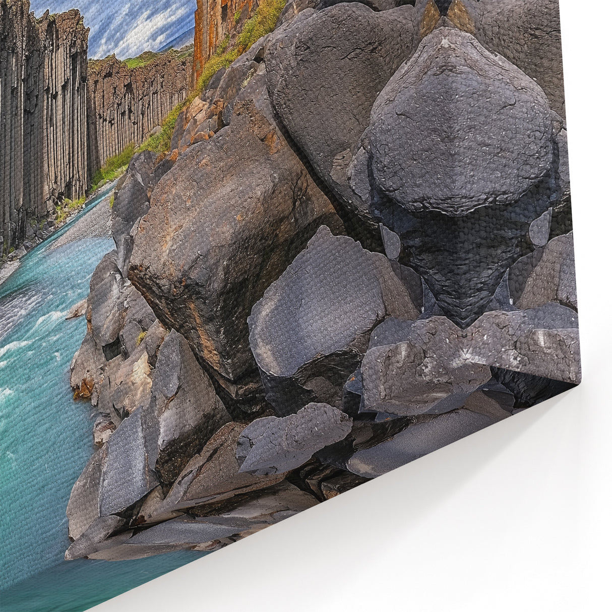 Canyon River Cliffs Wall Art - Scenic Basalt Rock Landscape Print
