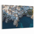 Mediterranean Cliffs Wall Art - Coastal Village and Ocean Canvas Print