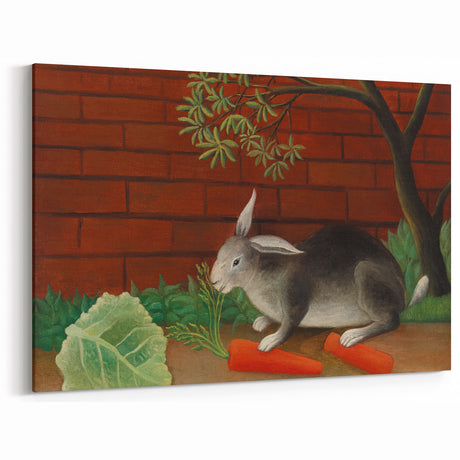 Modern Wall Art - Whimsical Rabbit with Carrots and Cabbage