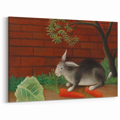 Modern Wall Art - Whimsical Rabbit with Carrots and Cabbage