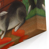 Modern Wall Art - Whimsical Rabbit with Carrots and Cabbage
