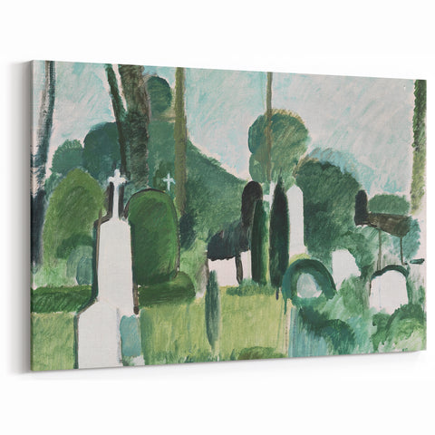 Modern Wall Art - Abstract Cemetery Landscape in Serene Greens