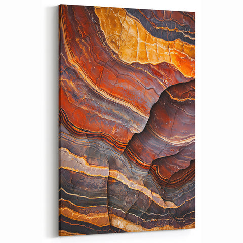 Abstract Cliff Layers Wall Art - Striking Earth Tones Canvas Print