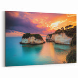 Sunset Coastal Cliffs Wall Art - Vibrant Ocean Landscape Canvas Print